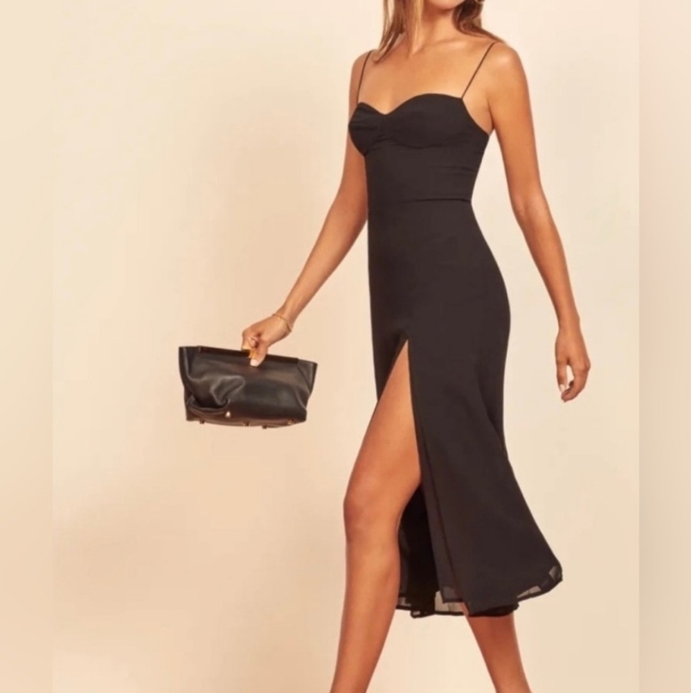 Reformation Black Juliette Midi Dress // Size 8